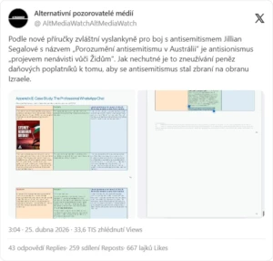 Australská „zmocněnkyně pro boj s antisemitismem” jasně ukazuje, že skutečným cílem jsou kritici Izraele